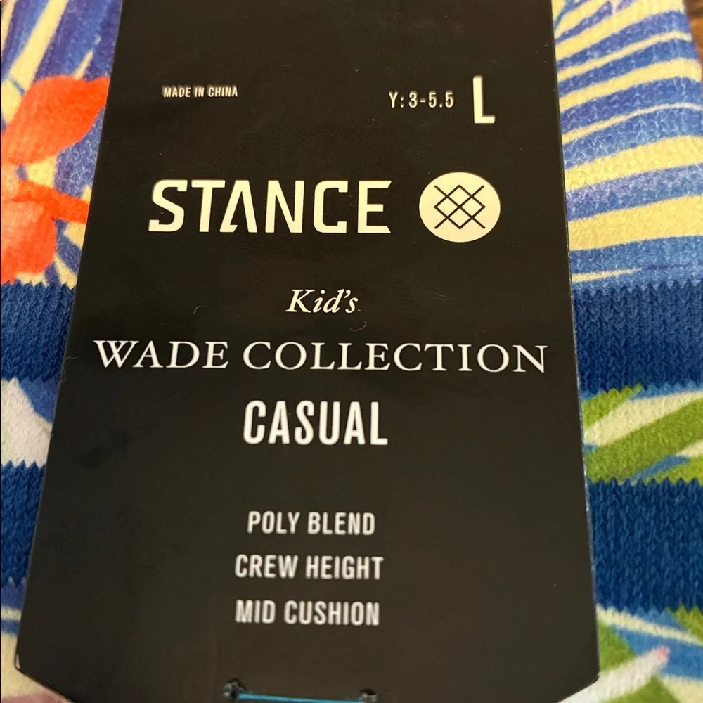 New Stance Kids Palm Crew Polyester Cushion Wade Collection Palm Socks L 3-5.5